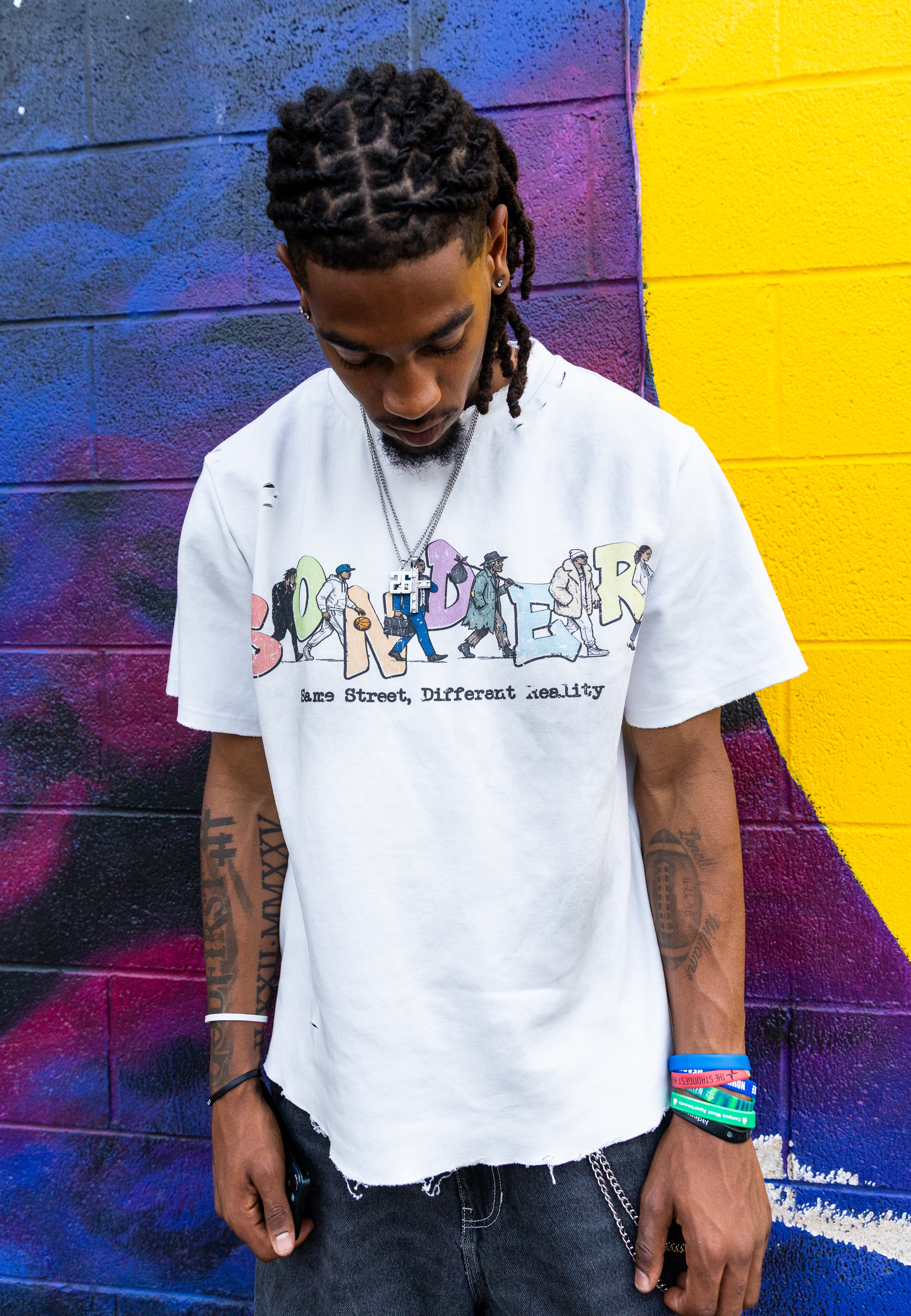 Same Street Different Reality Distress Wash Tee