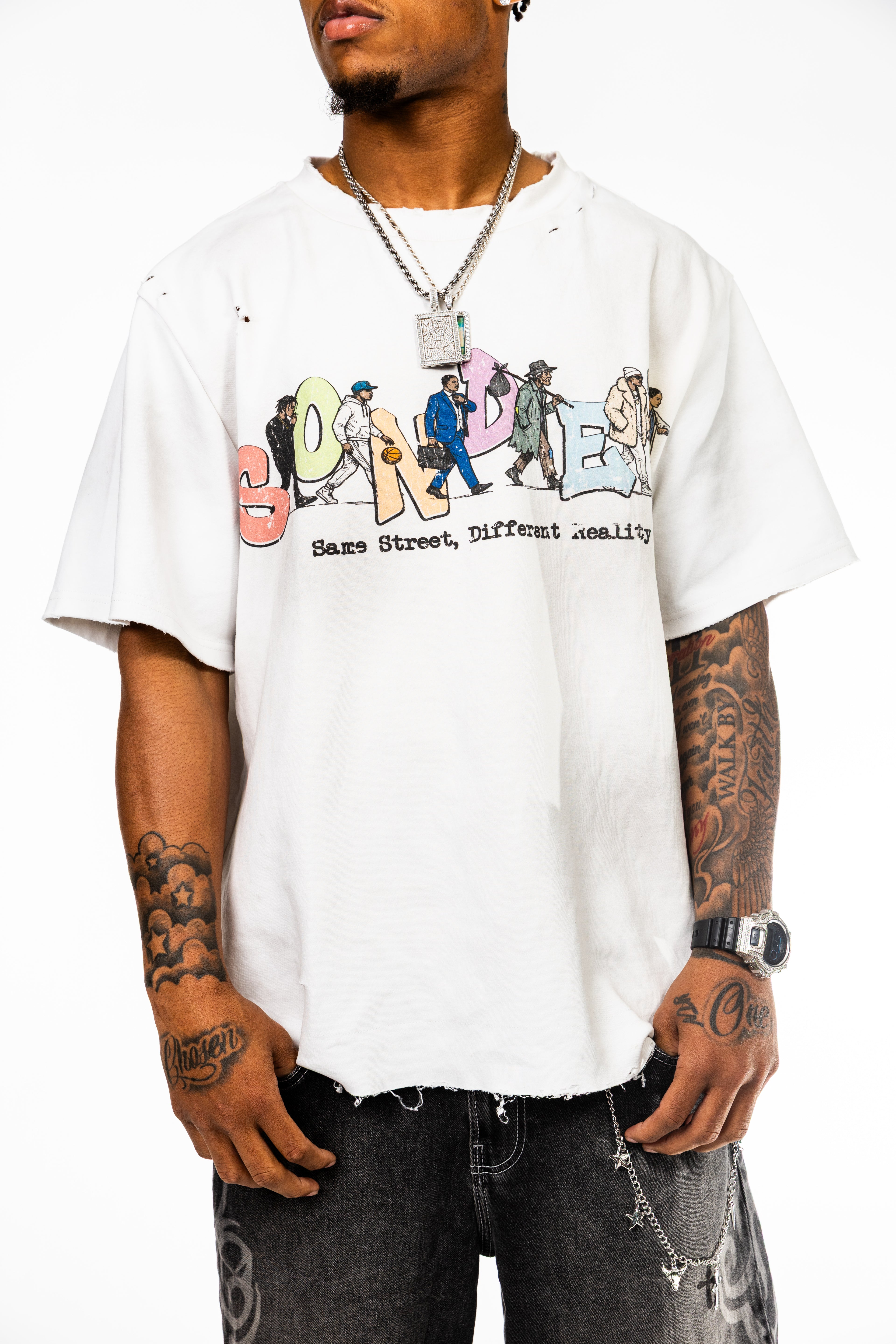Same Street Different Reality Distress Wash Tee