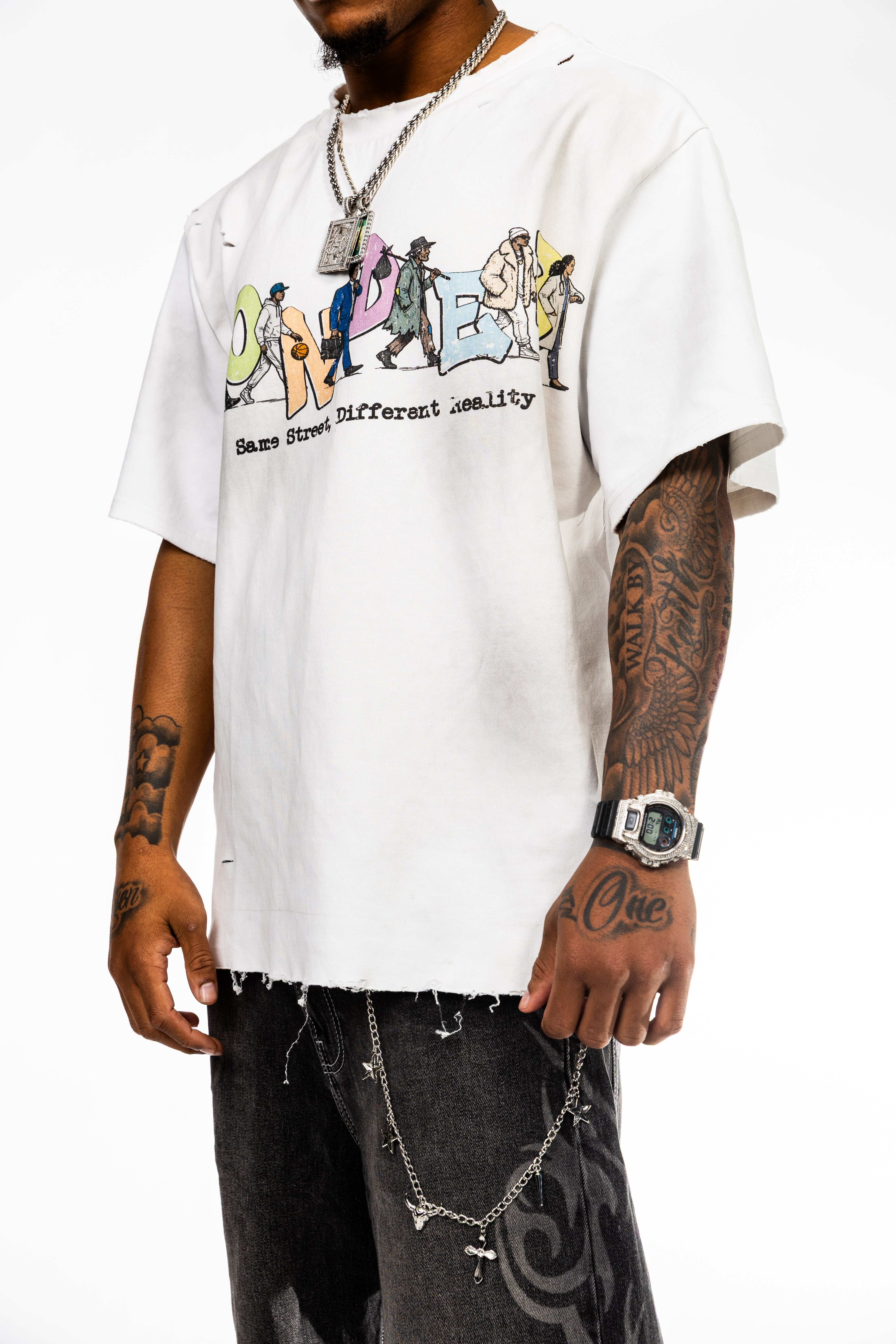 Same Street Different Reality Distress Wash Tee