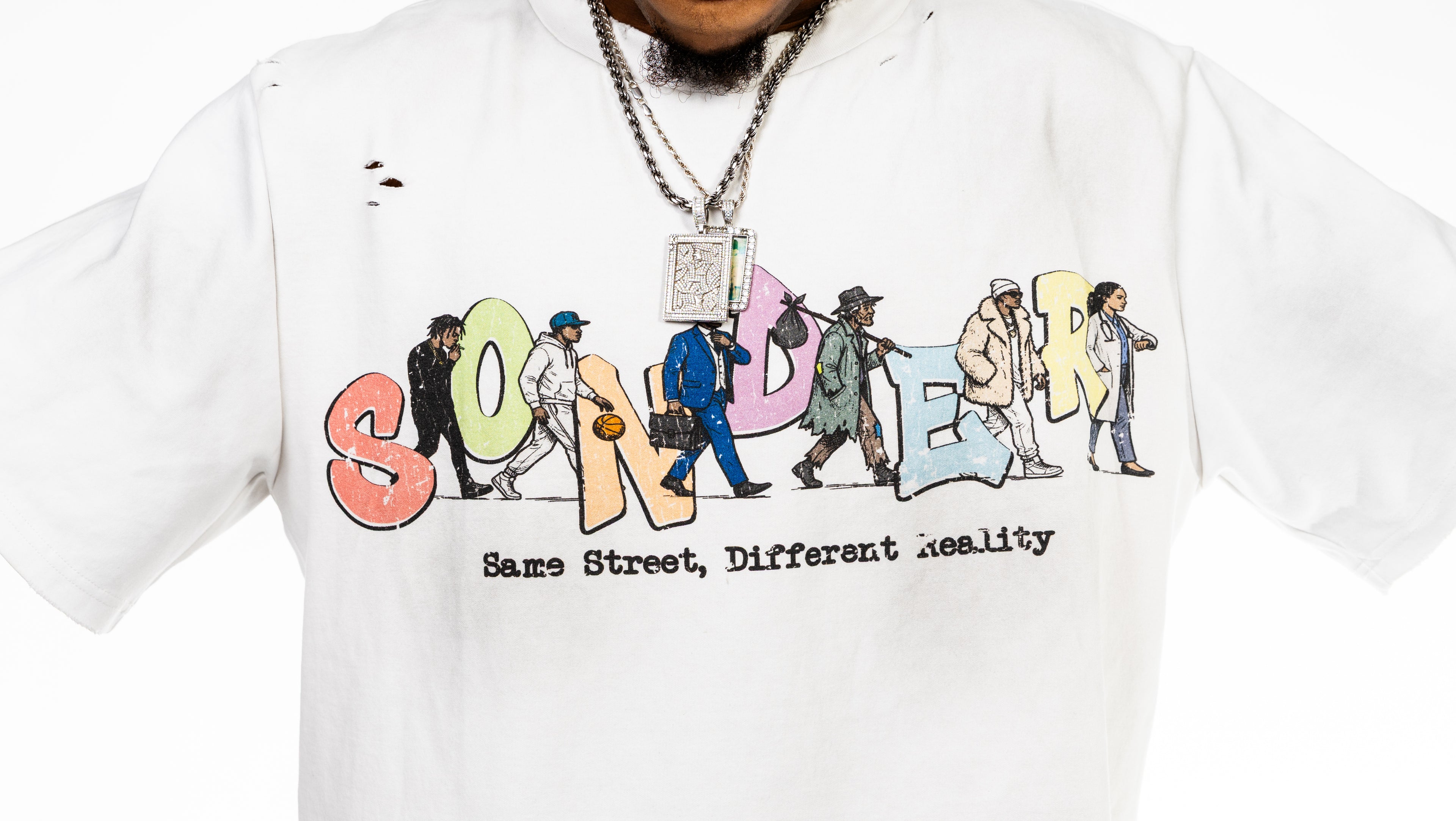 Same Street Different Reality Distress Wash Tee